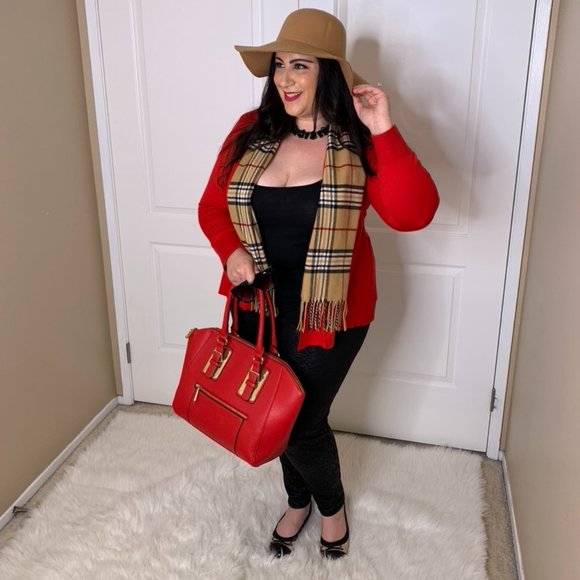 Classy classic Tan black white plaid scarf w fringe burr perfect 4 cold weather - Picture 1 of 5